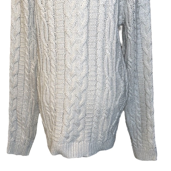 ASOS Design Light Gray Cable Knit Turtleneck Sweater - M T - Picture 7 of 10
